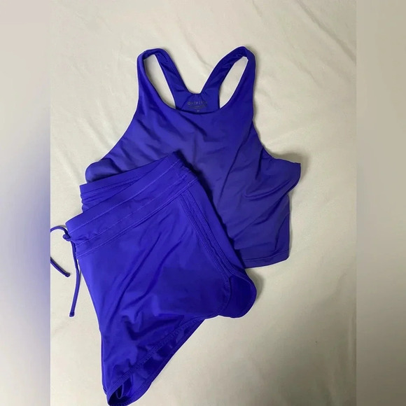 Athleta Other - Athleta Blue Indigo Mid Tankini and Short Set Size M
